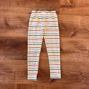 Two Pairs of Hanna Andersson Girls Striped Leggings - Rainbow and Pink/White